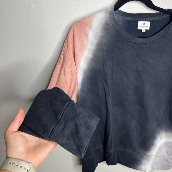 SUNDRY Terry Oversize Sweatshirt in Multicolor Tie Dye - Picture 6 of 10